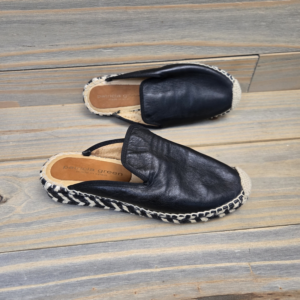 Patricia Green Espadrille Leather Slides Size EU 38 US 7